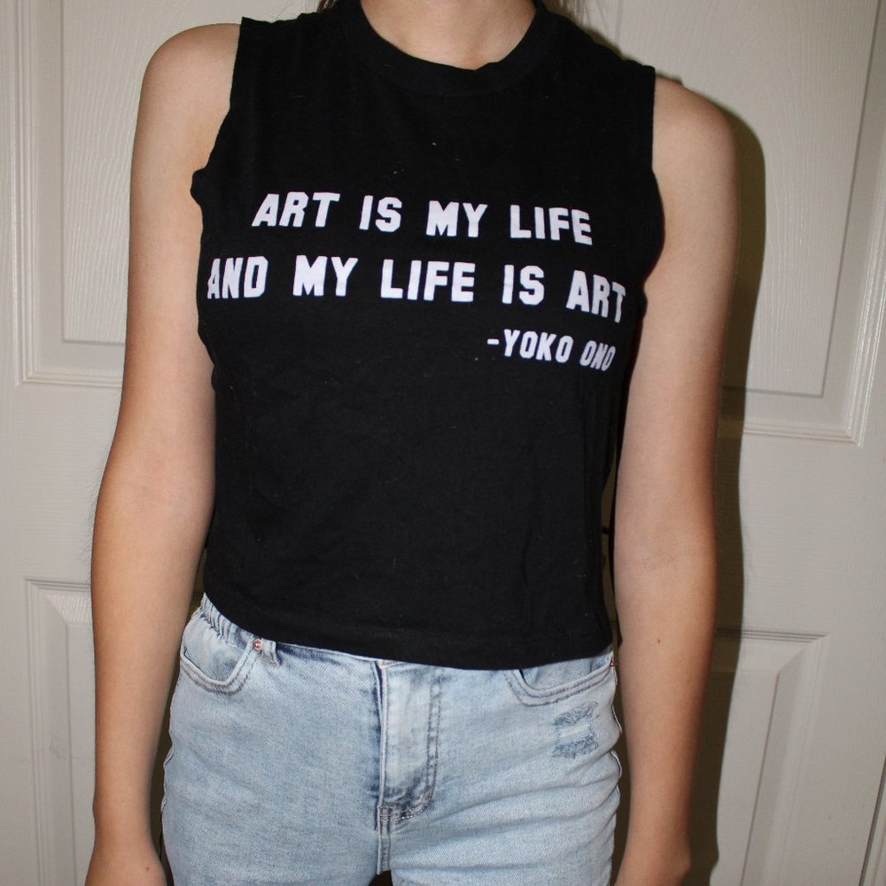 black cropped top